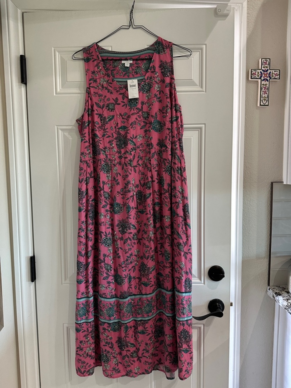 J. Jill Pink Floral Sleeveless Maxi Dress